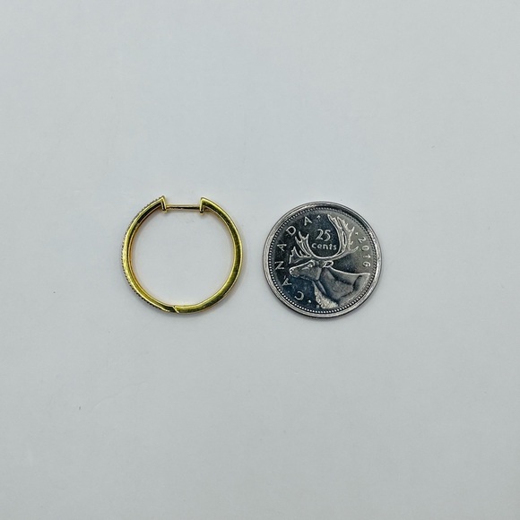 0.25 CT Gold Plated Natural Diamond Hoops 925 Sterling Silver - Picture 7 of 7
